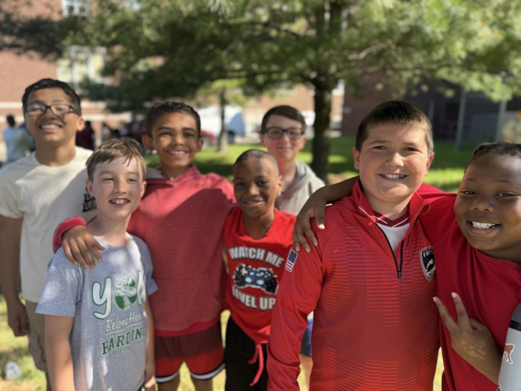 Harding 3rd through 5th graders at field day