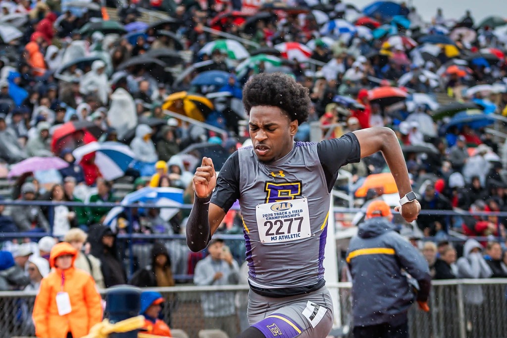 Elijah Fleming competing in a track meet. 