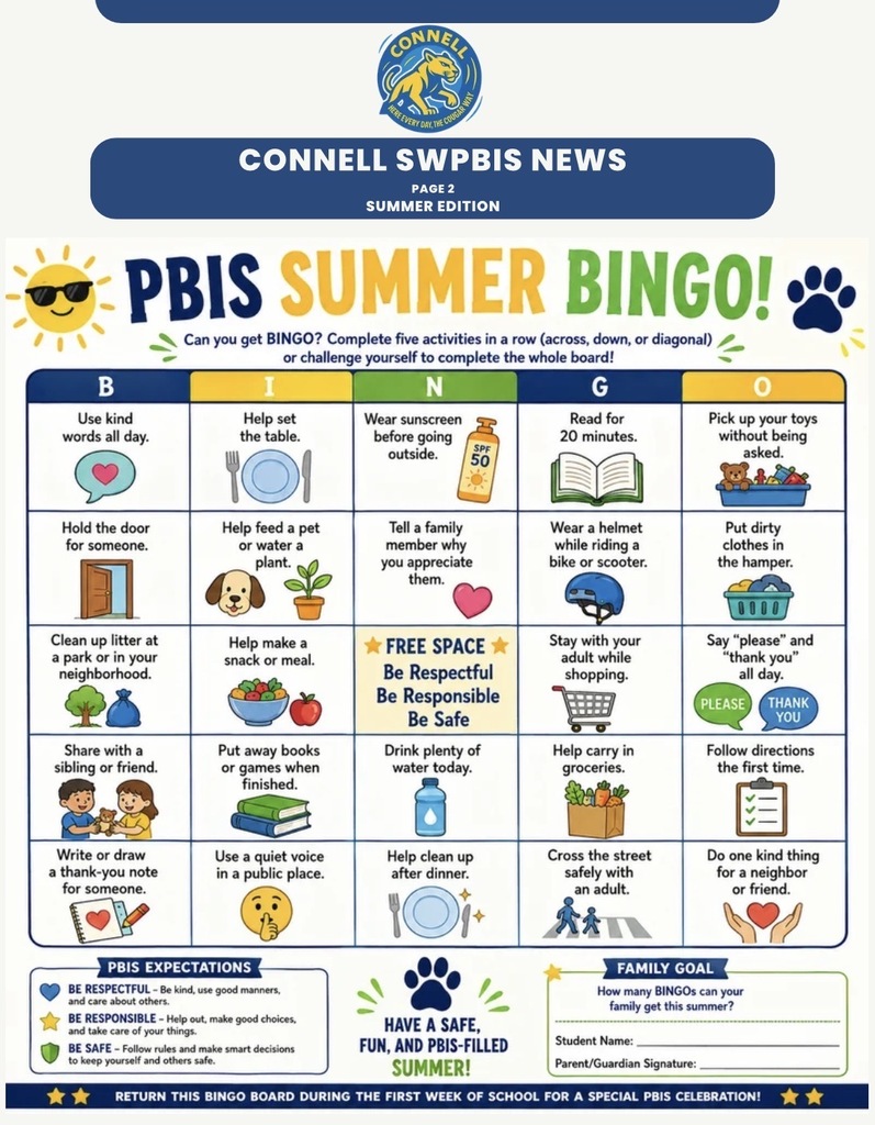 summer bingo card for swpbis 