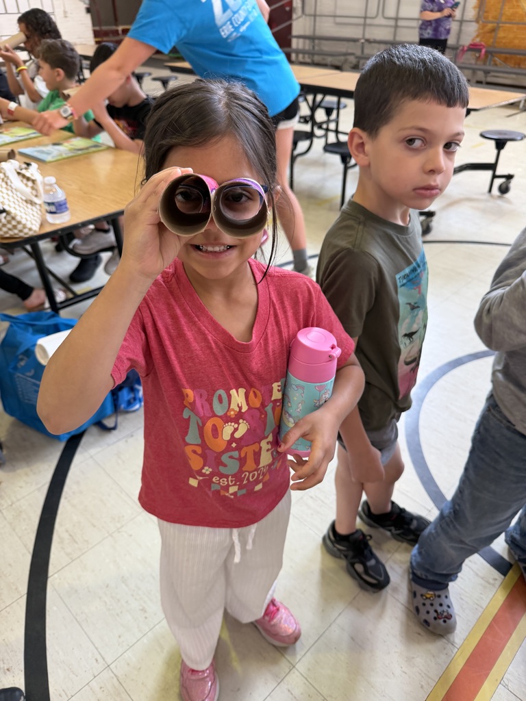 Student with homemade binoculars