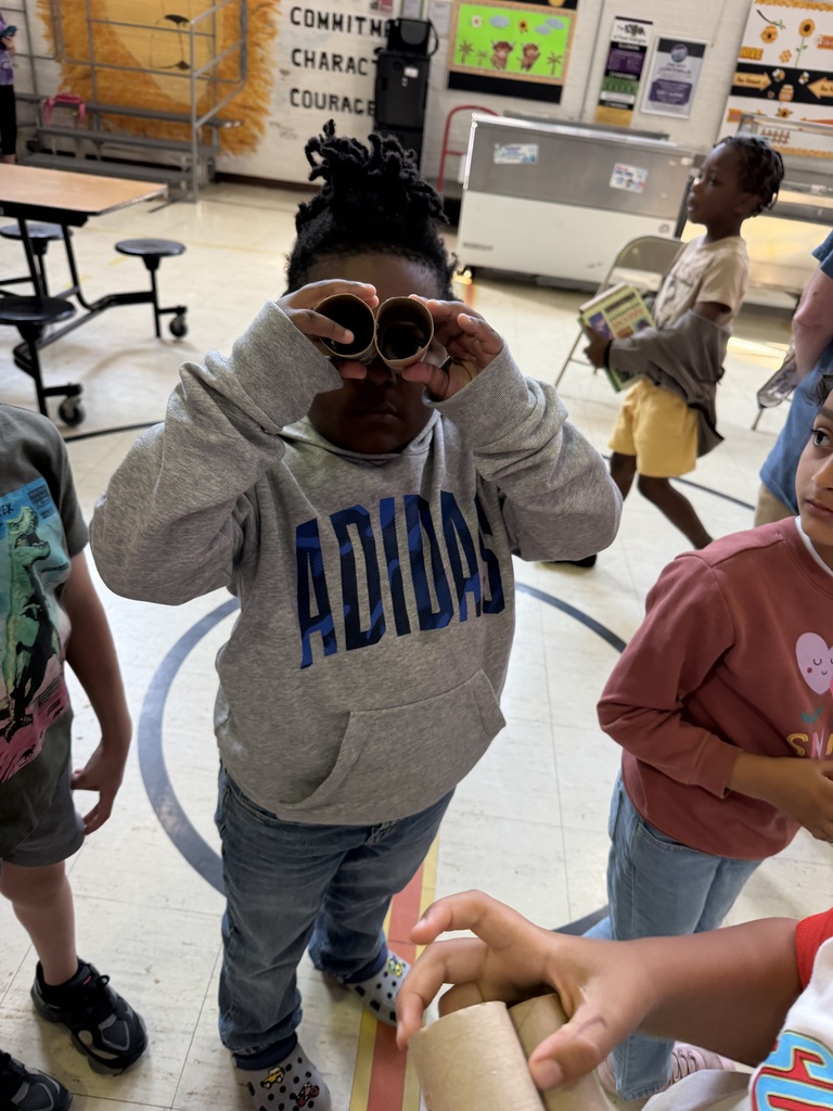 Student with homemade binoculars