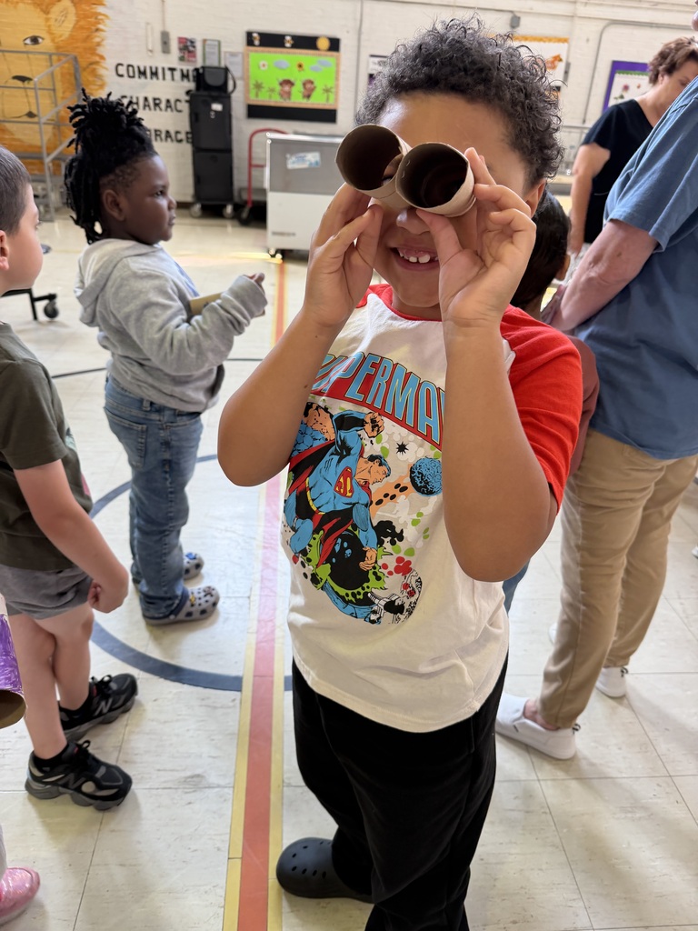 Student with homemade binoculars