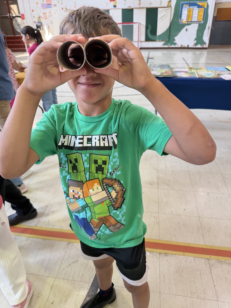 Student with homemade binoculars