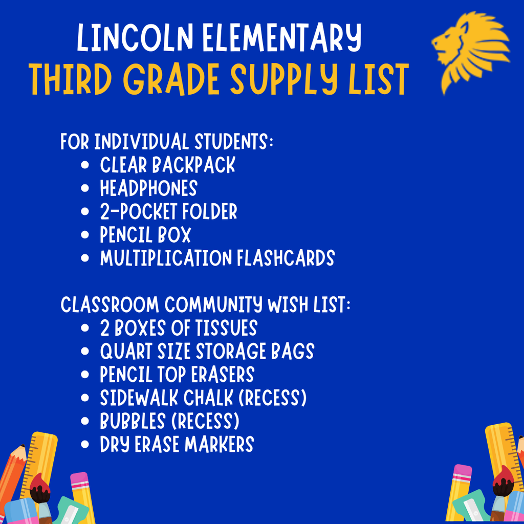 Third grade supply list