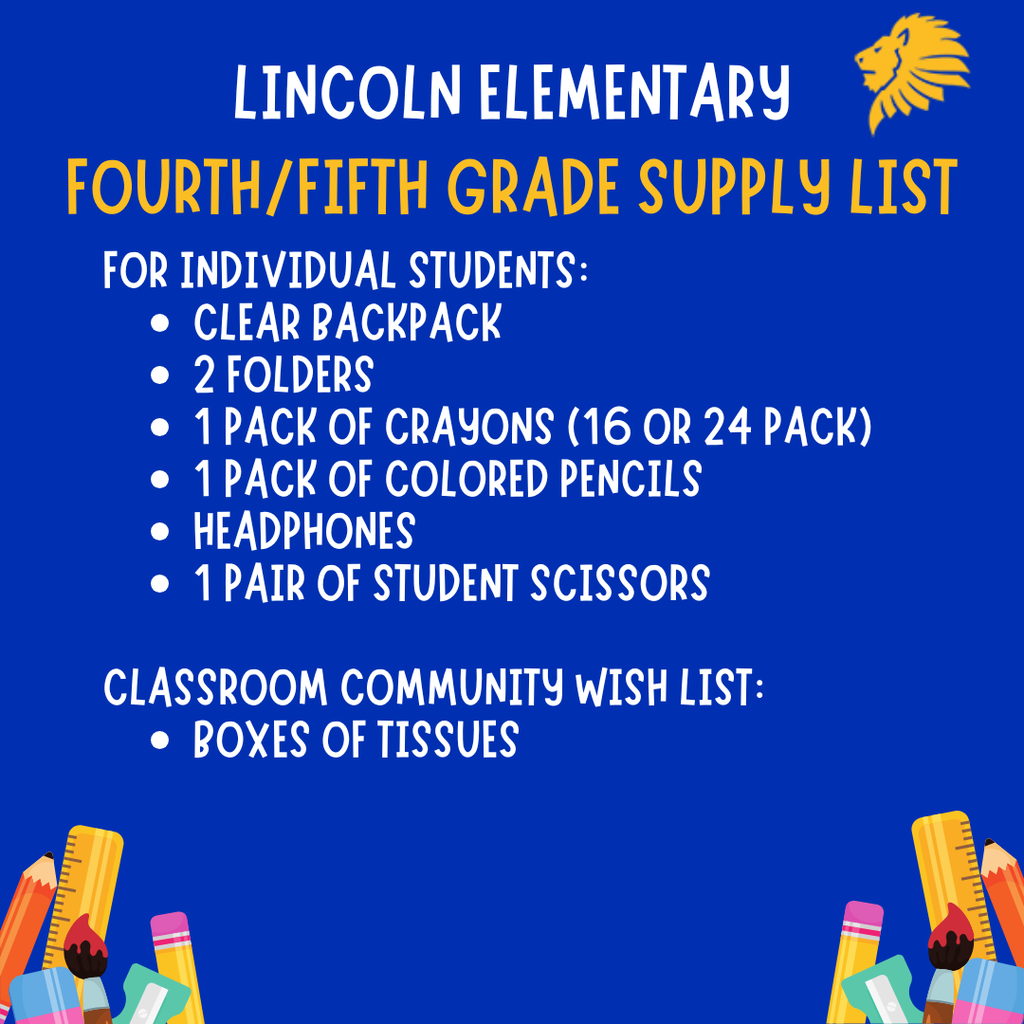 fourth/fifth grade supply list
