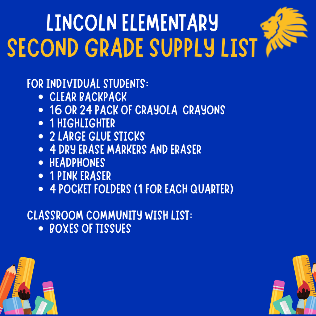 Second grade supply list