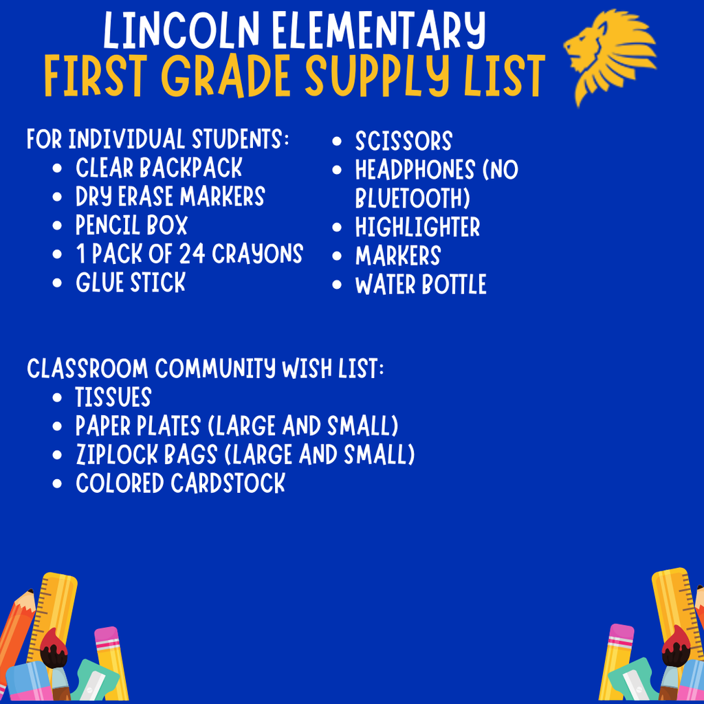 First grade supply list