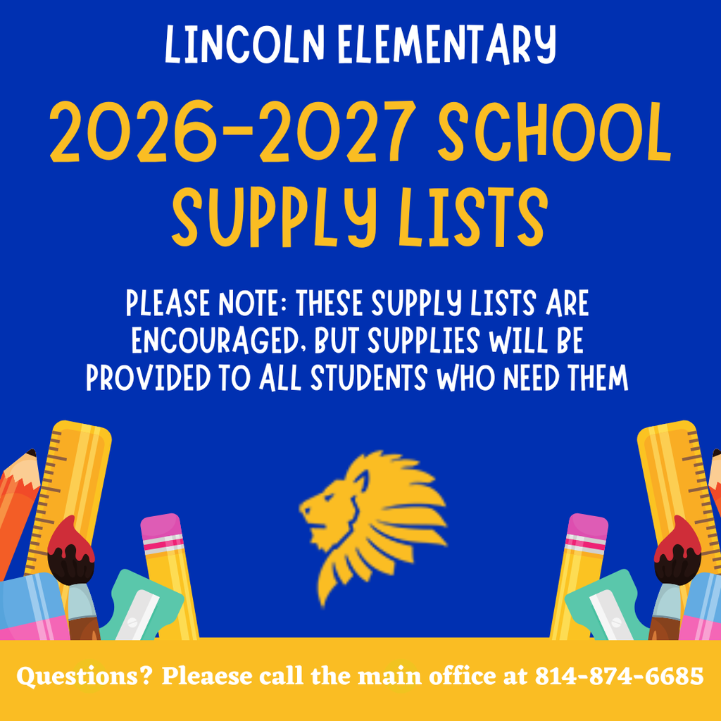 Lincoln Elementary 2026-2027 School Supply Lists