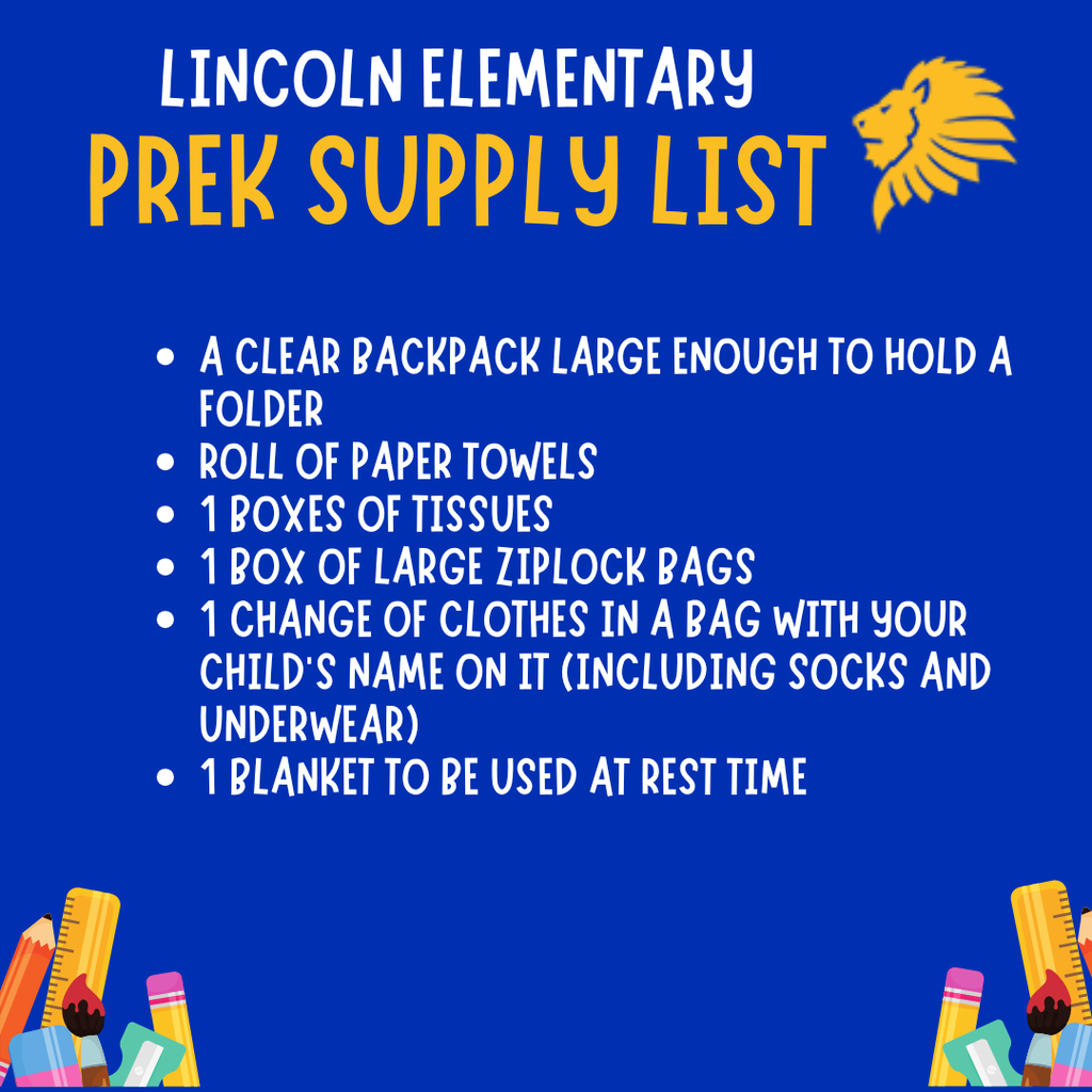 PreK Supply List