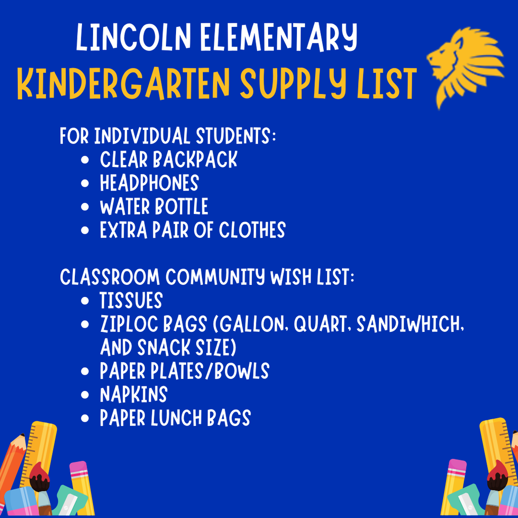 Kindergarten Supply list