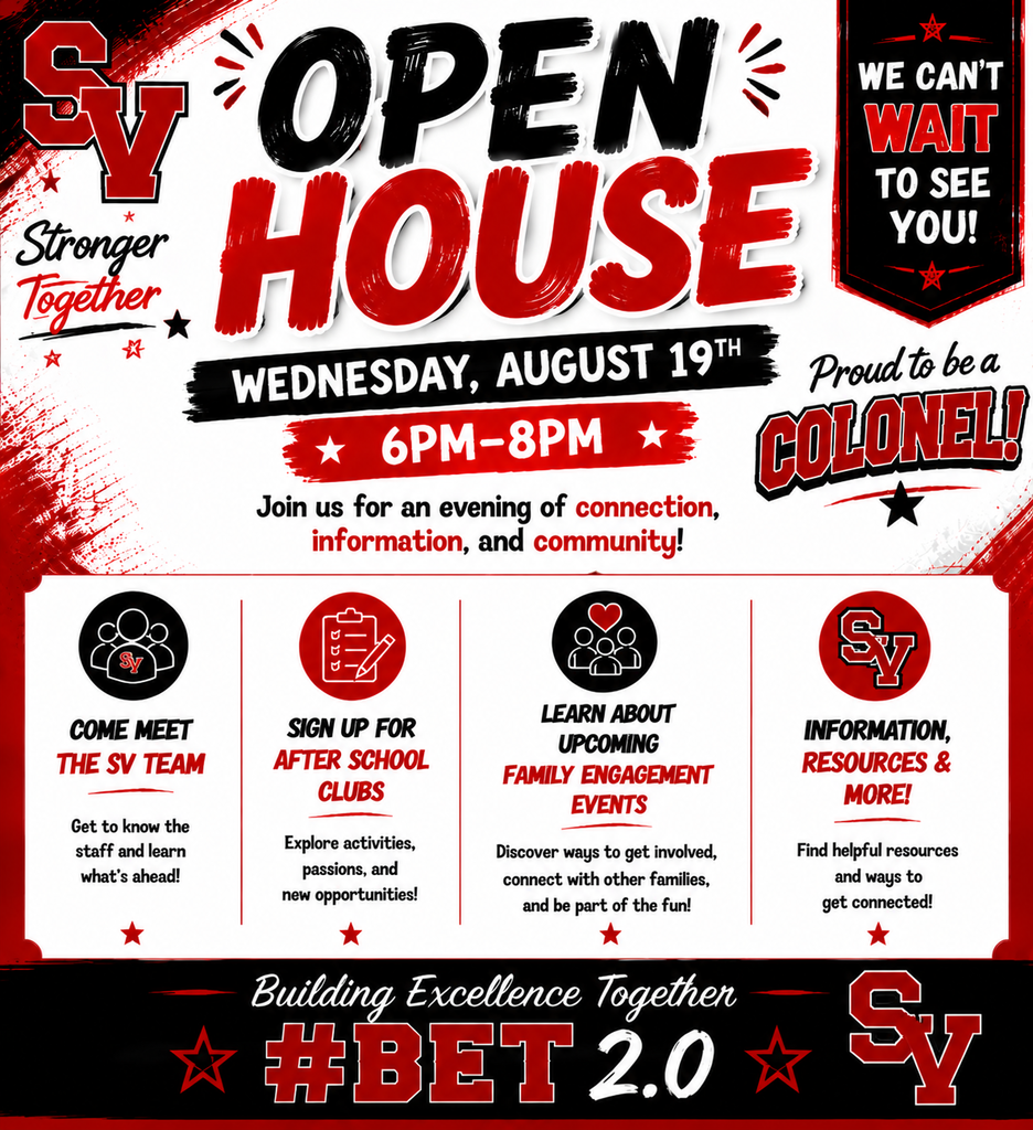 Strong Vincent Middle School Open House - Wednesday, August 19th, 6-8pm