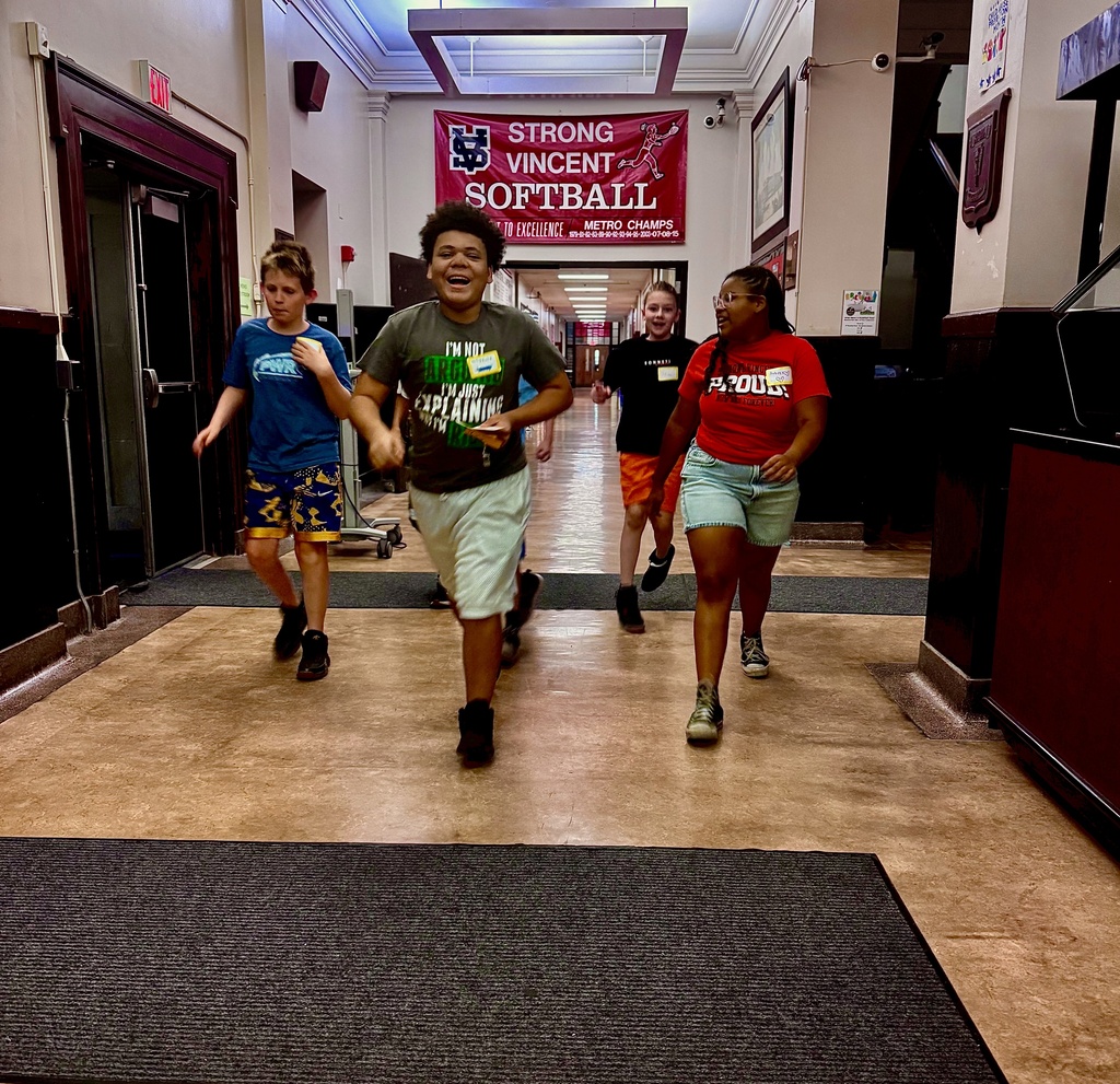 Students in the hall for the locker/combination locker challenge