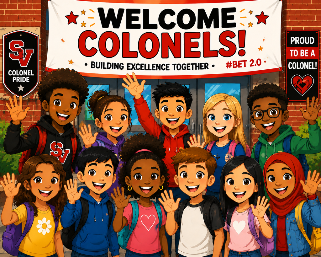 Students waving and welcoming families. 