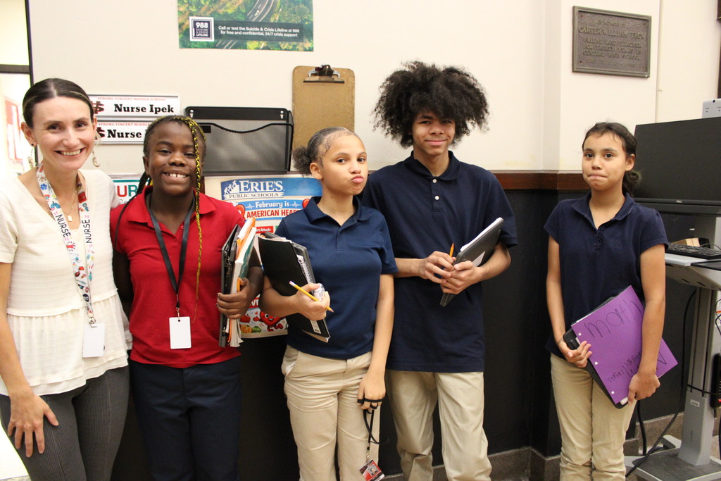 students with an adult staff member