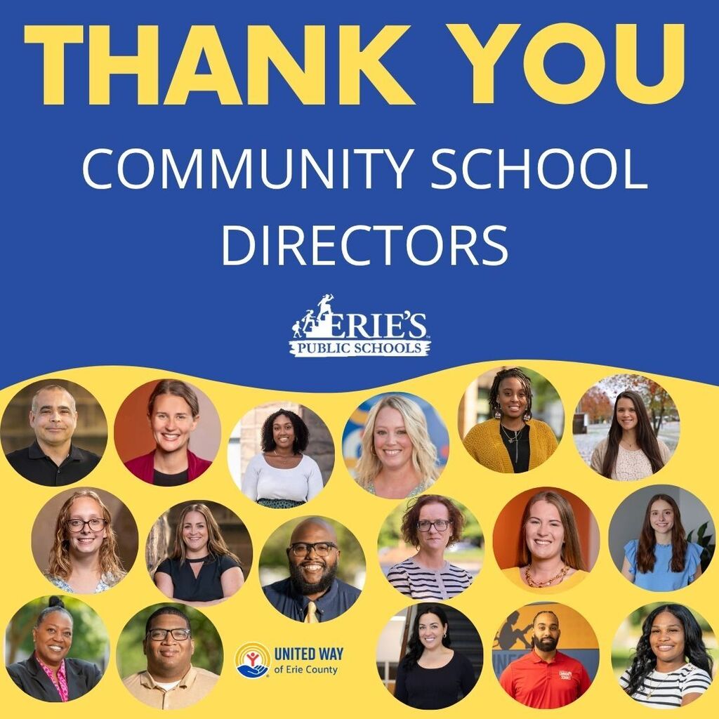 Thank you Community School Directors graphic with circular photos of community school directors. 
