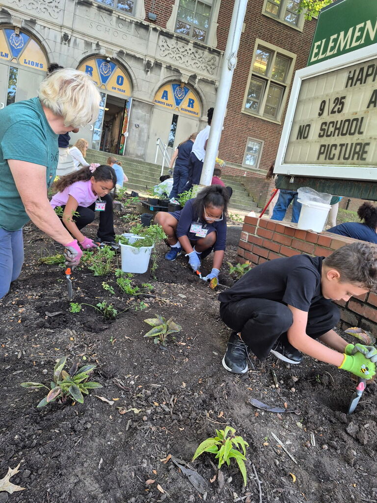 Students planting