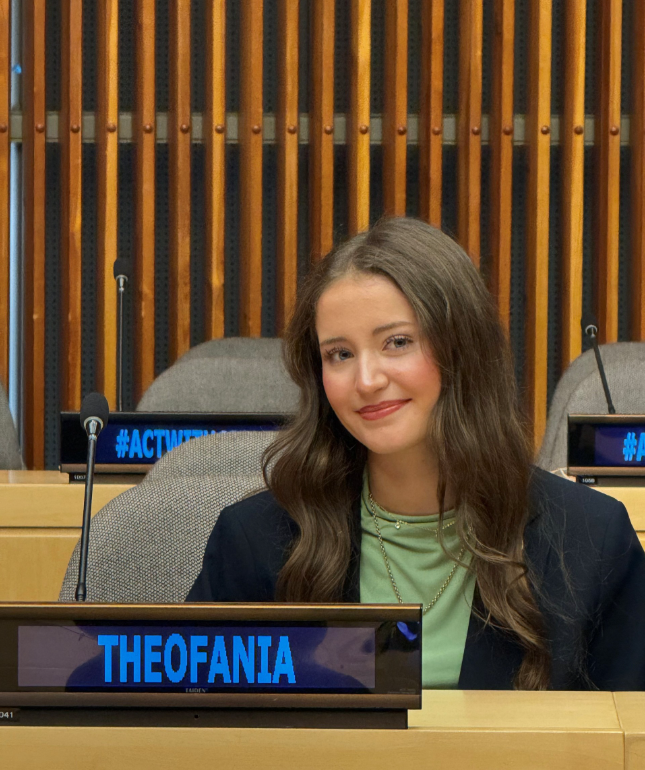 Theofania Nacopoulos at the United Nations meeting.