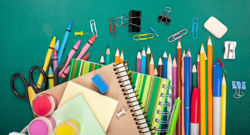 A photo of assorted school supplies.