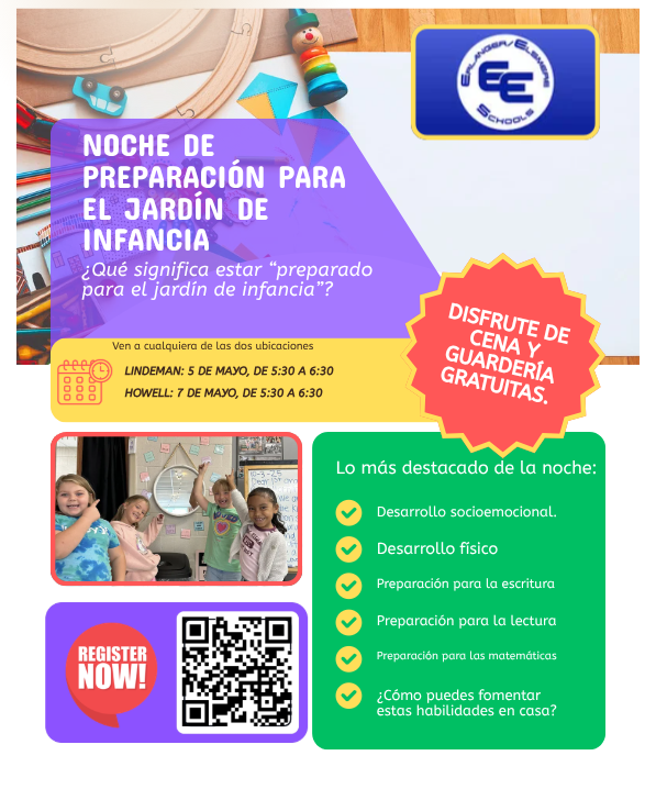 Kindergarten Readiness Night flyer in Spanish. 