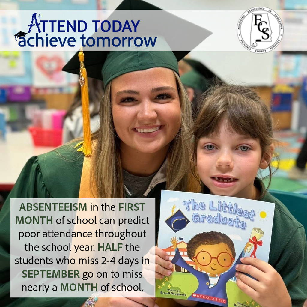 High School graduate with elementary student displaying book 