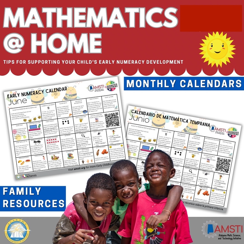 Flyer: Mathematics at home monthly calendar -Tips and family resources for supporting your child's early numeracy development