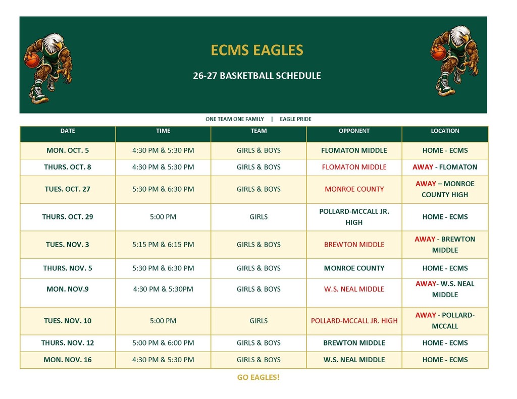 Basketball Schedule