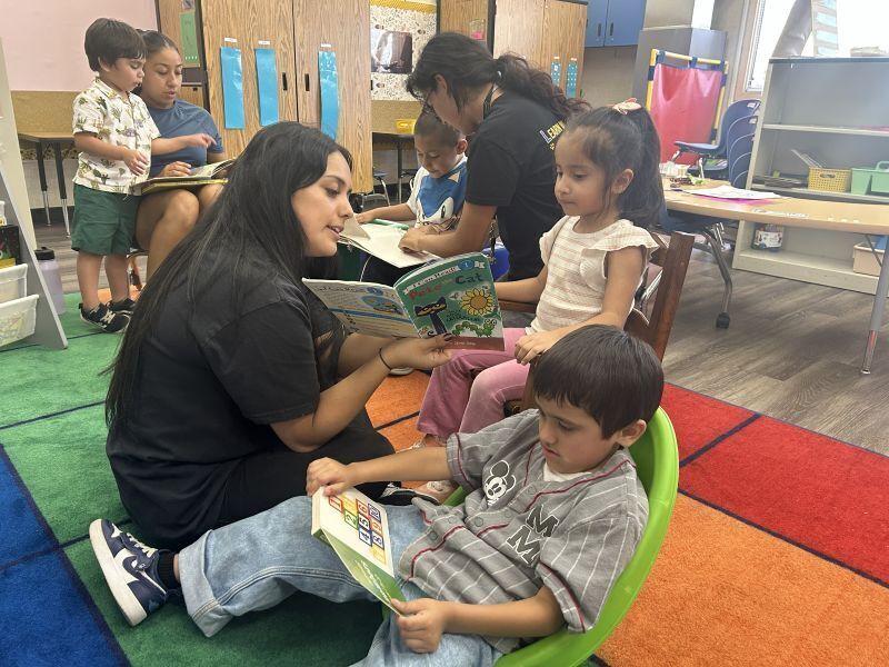 An EUSD educator works with students in the SCSB Transitional Kindergarten program.