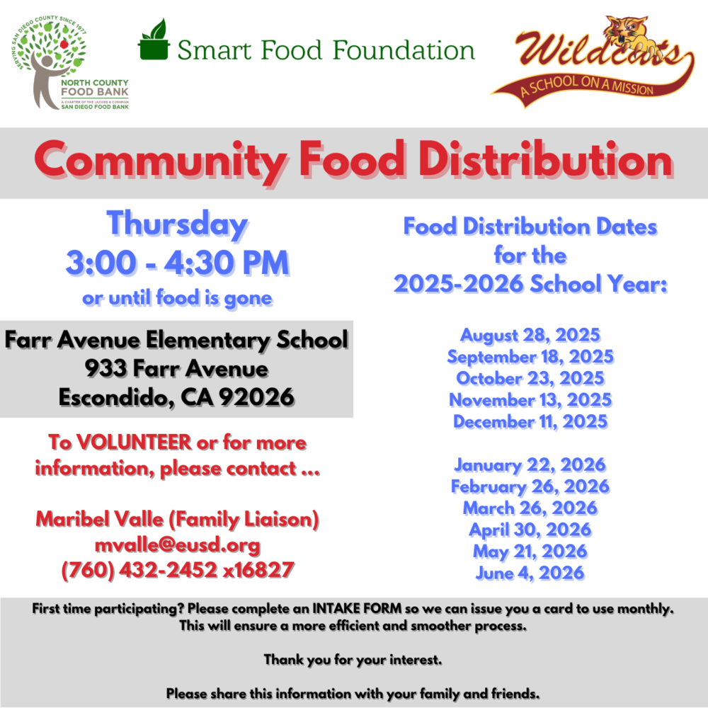 Flyer Community Food Distribution Calendar
