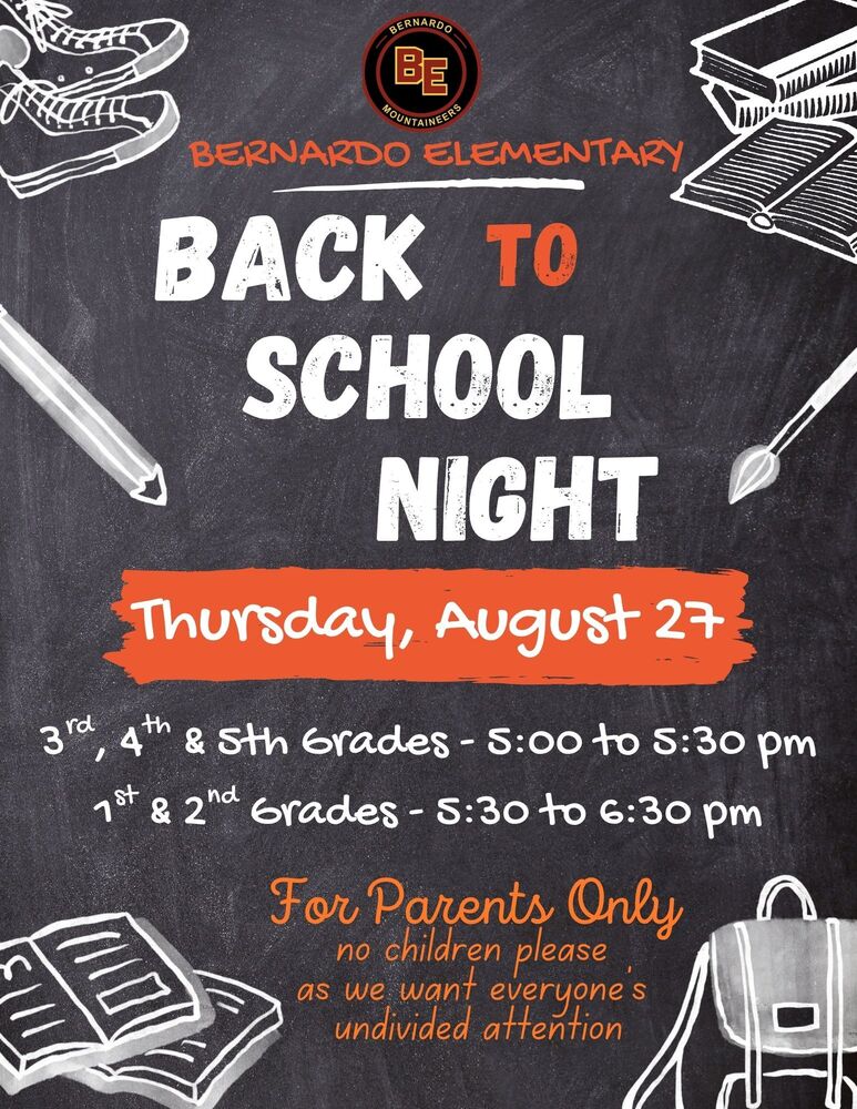 Back to School Night Thursday 8/27/26
