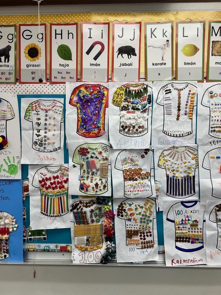 Student artwork on display.