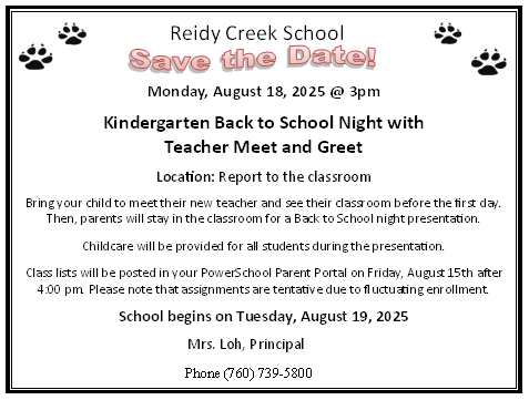 Kindergarten Back to School Night