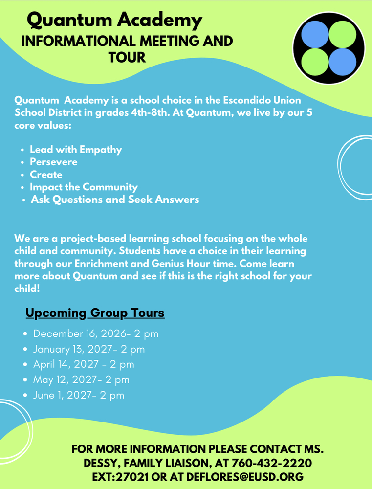 QA school tours flyer
