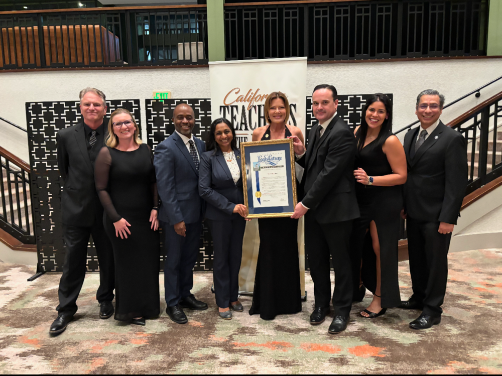 California Teacher of the Year, Corina Martinez is pictured with her award.