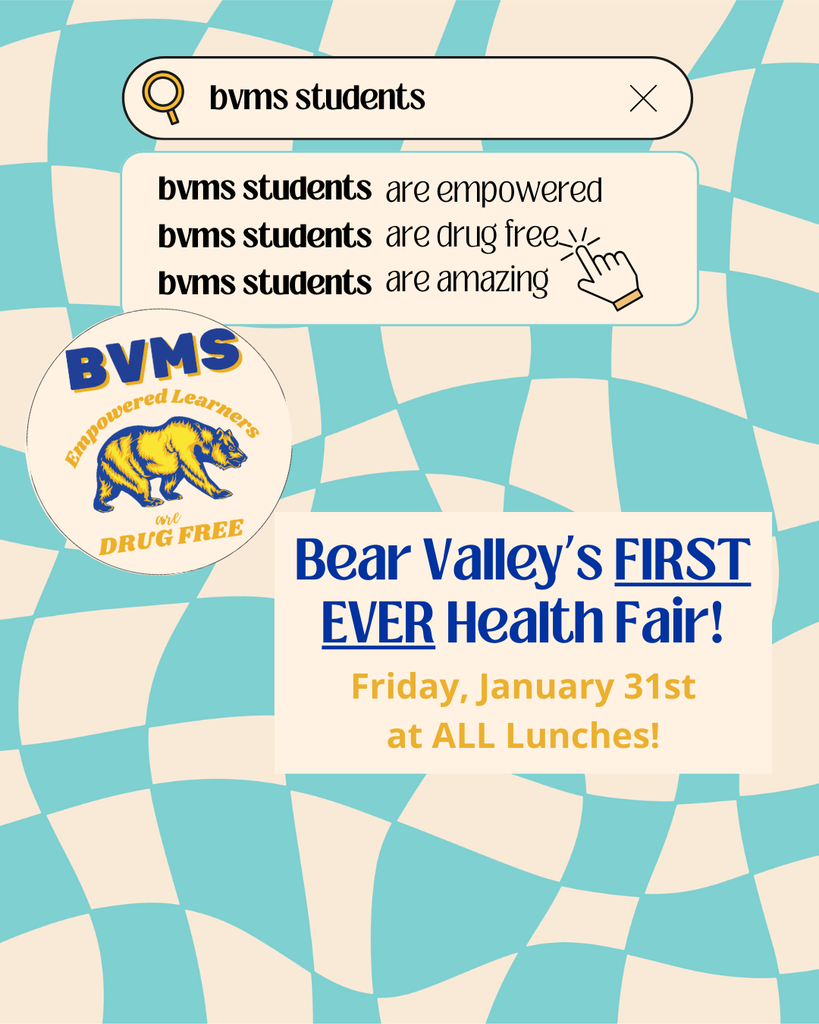 The image is a fBear Valley Health Fair flyer