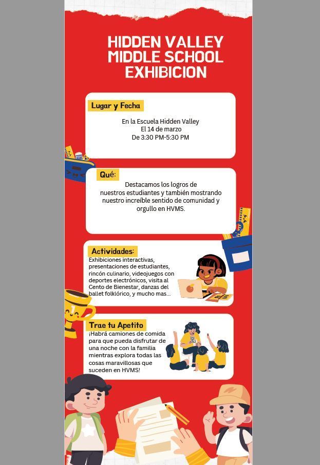 HV Show case flyer that shows all types of workers working their every day lives - Spanish