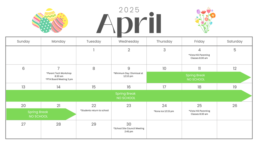 GV April 2025 Parent Calendar English
