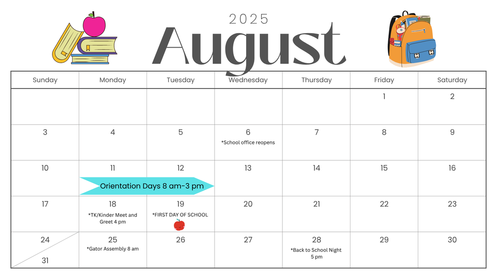 Aug 2025 Parent Calendar English 