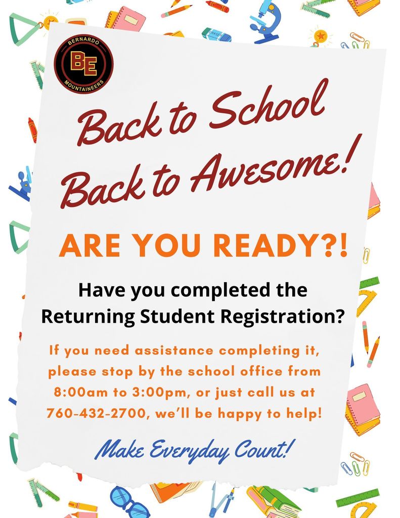 Back to School Flyer to Register Returning Student