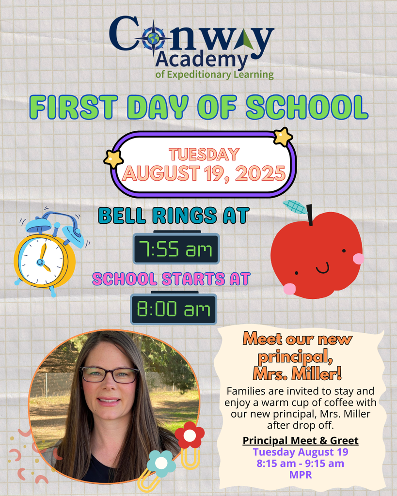 First day of school is Tuesday August 19, 2025. Bell rings at 7:55 am and school starts at 8 am. Families are invited to enjoy a cup of coffee with our new principal after drop off. Principal Meet & Greet Tuesday August 19 at 8:15 am in the MPR.
