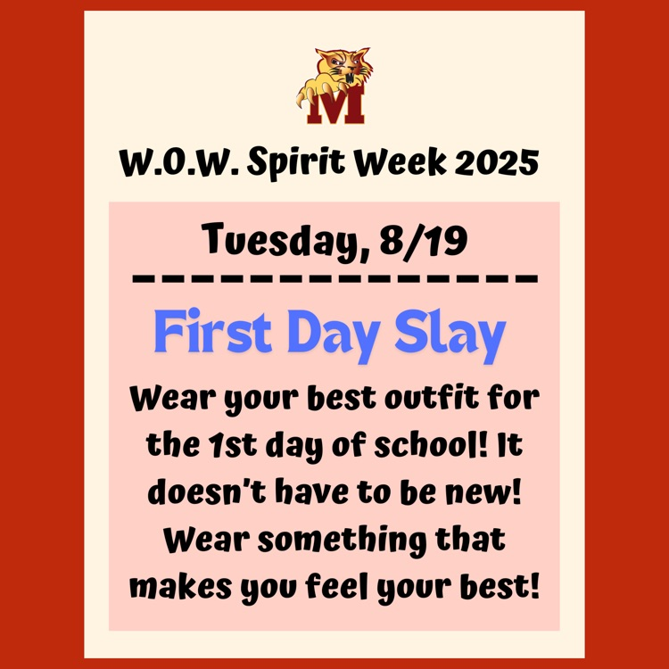 Spirit Day #1 on Tuesday, 8/19: First Day Slay