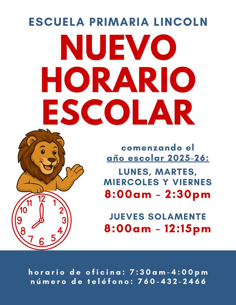 *Nuevo Horario Escolar* para el año 25/26