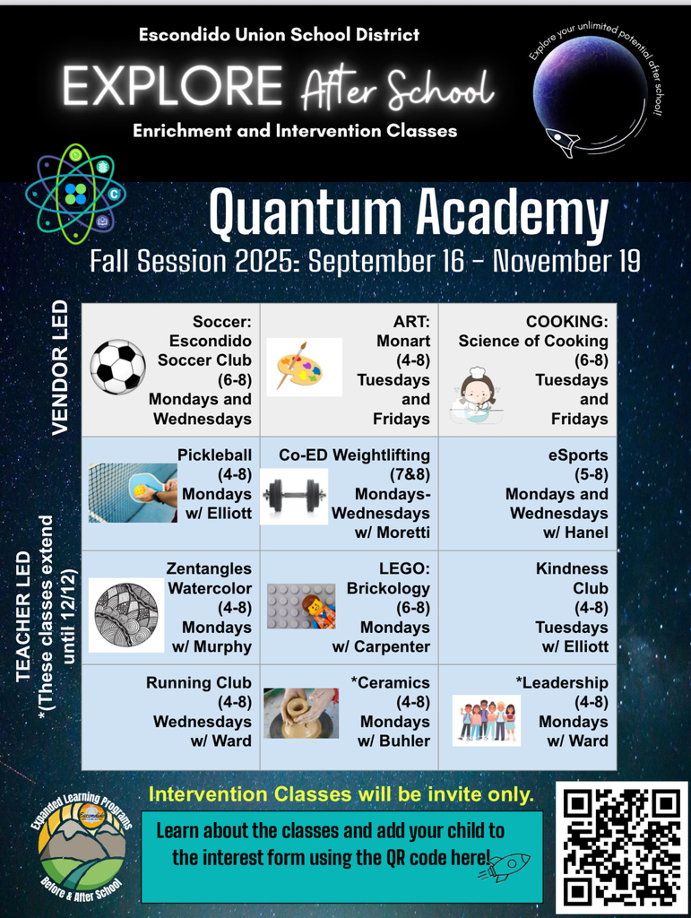 Explore After School Enrichment and Intervention classes flyer