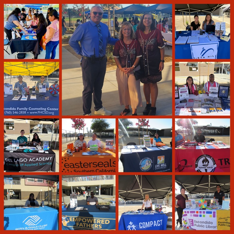 A collage of all of the vendor booths and Mission Admin at Mission's Back to School Night