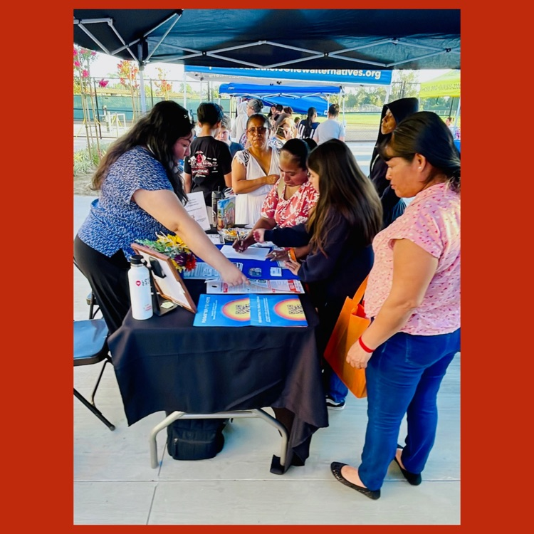 A photo of Deputy Mayor/Councilmember Consuelo Martinez’s booth at Mission's Back to School Night