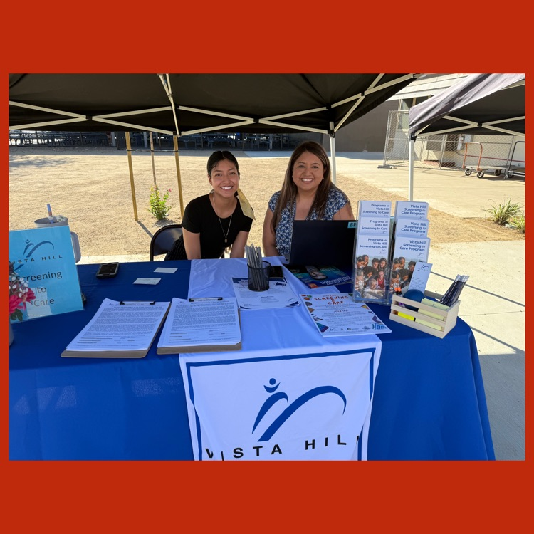 A photo of the Vista Hill Foundation booth at Mission's Back to School Night