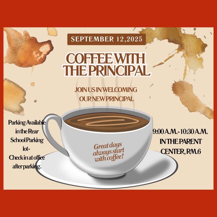 A English language flyer for Coffee with the Principal