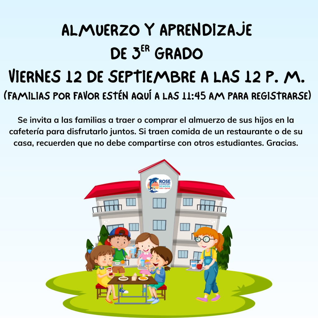 3rd grade lunch and learn flyer in Spanish