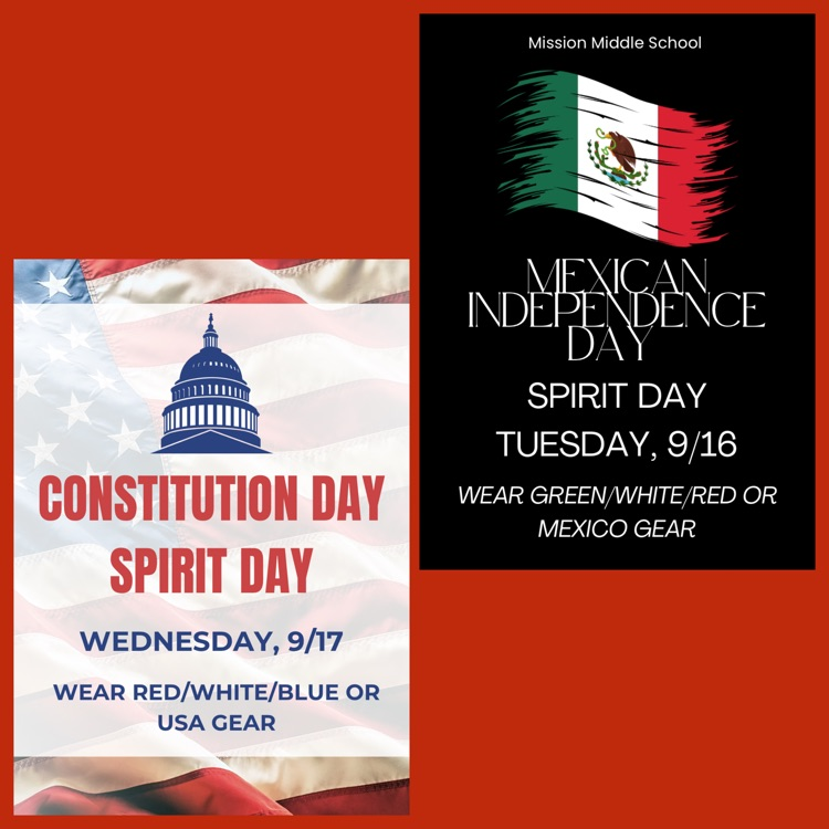 A collage of the two flyers for the Mexican Independence Day and Constitution Day Spirit Days