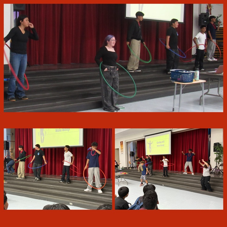 A collage of highlights from the student Hula Hoop competition