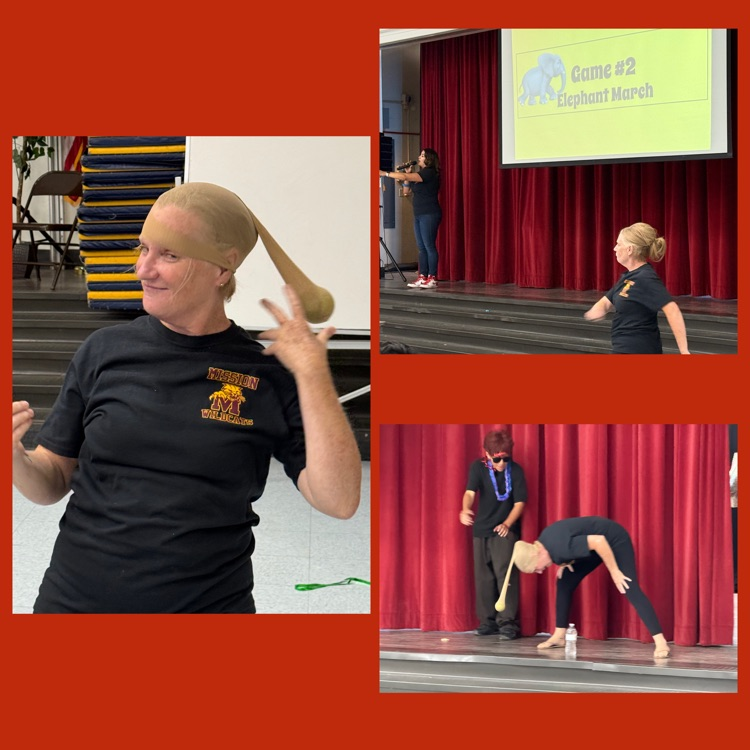 A collage of the most enthusiastic teacher participant in the Elephant March competition, Ms. O'Brien